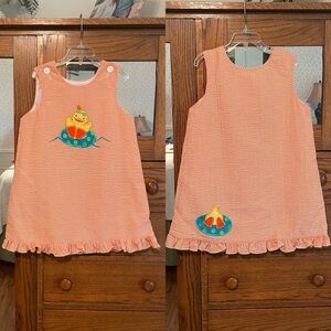 Seersucker Dress With Duck Applique’